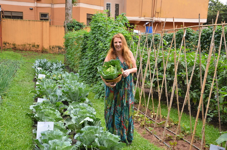 Anja de Feijter proudly with her harvest